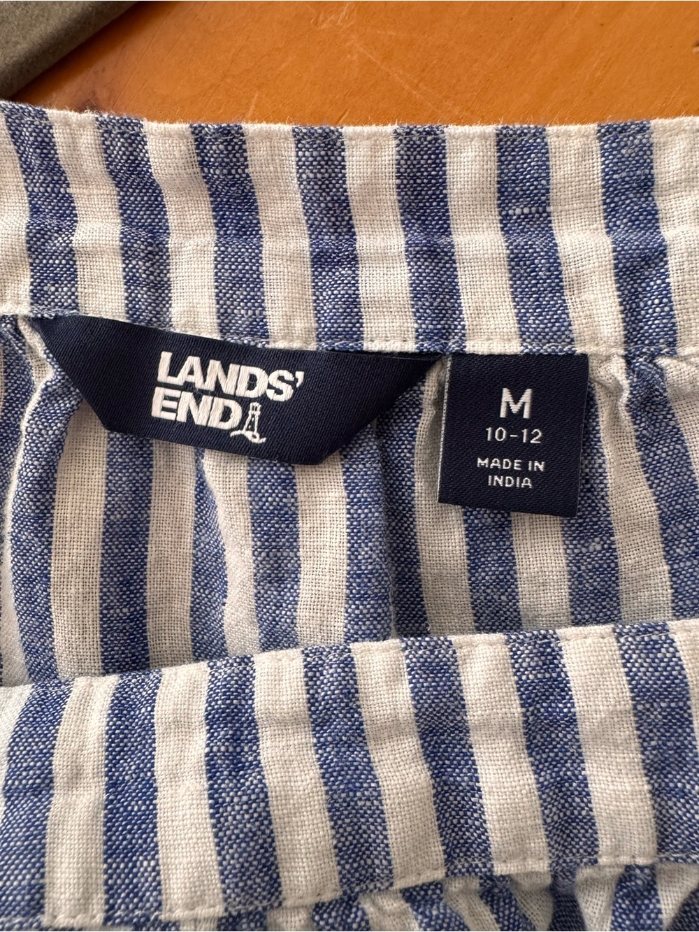 Lands' End Blue and White Striped Scoop Neck Blouse - Picture 3 of 4